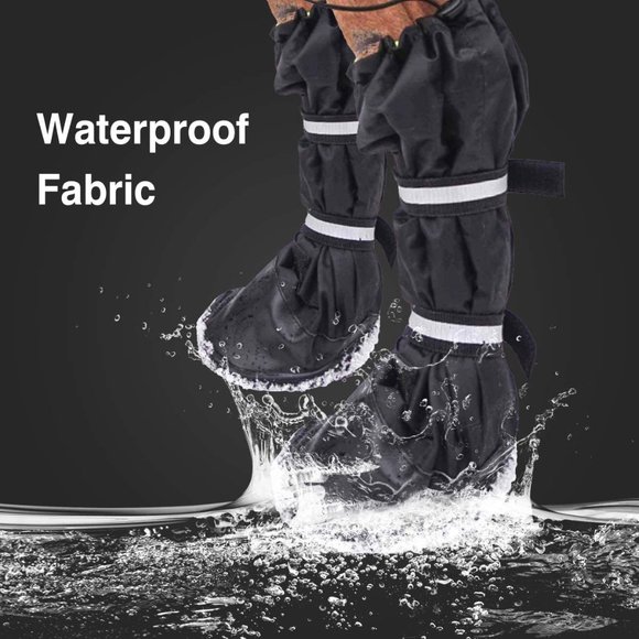 Long-Legged Dog Boots Outdoor Knee High Waterproof Anti-Slip Boots (Black, XS) - Picture 4 of 10
